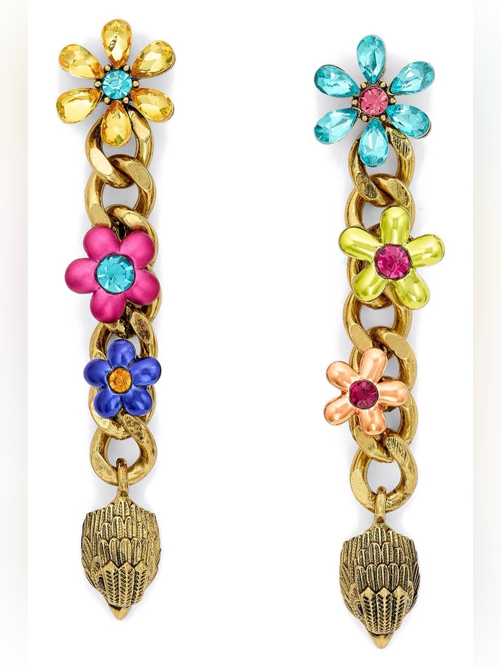 NWT Eagle Floral Mismatched Linear Drop Earrings